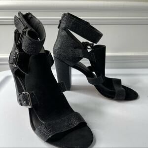 Rebecca Minkoff black metallic sky heeled sandals size‎ 10
